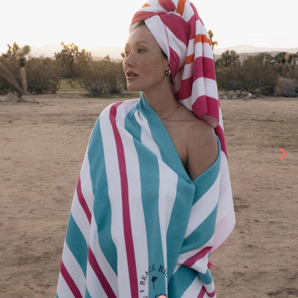 Beach Riot Beach Club Striped Towel Blue White and Pink Oversized NWT